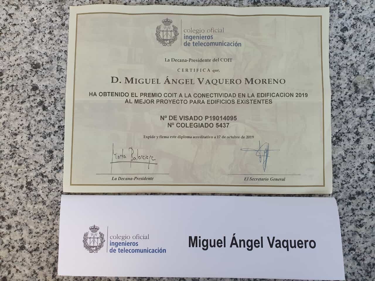 Premio COIT a la conectividad en la edificacion 2019